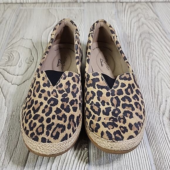 Clarks Danelly Sky Leopoard Print Espadrille Slip On Flats Womens Size 6 NEW - Picture 3 of 11